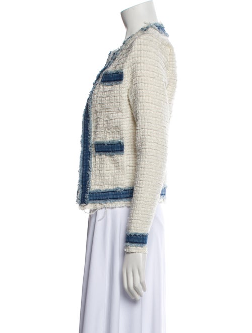 L'Agence Tweed Pattern Faux Fur Jacket