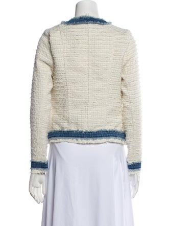 L'Agence Tweed Pattern Faux Fur Jacket