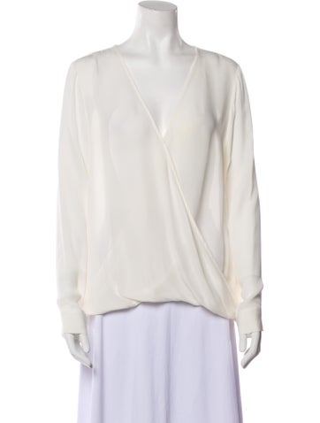 L'Agence Tops Silk Plunge Neckline Blouse L