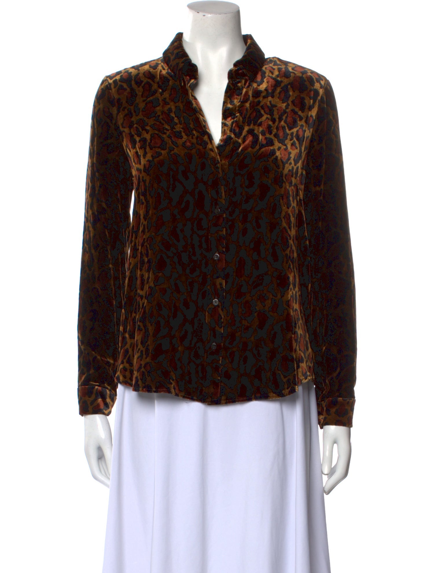 L'Agence Animal Print Long Sleeve Blouse