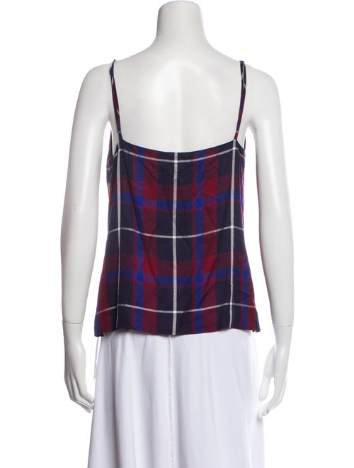 L'Agence Plaid Print V-Neck Top