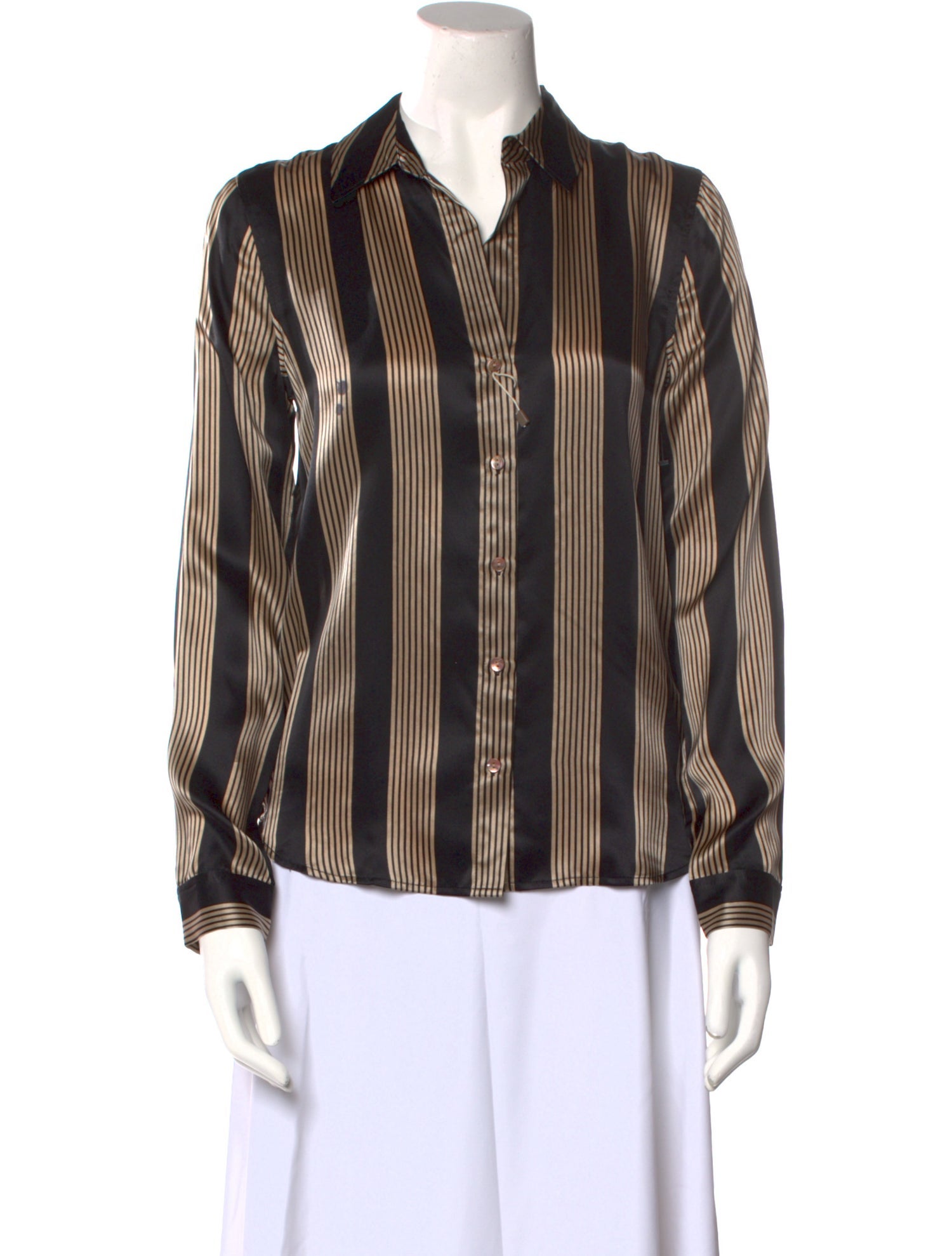 L'Agence Silk Striped Button-Up Top