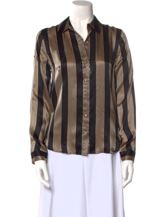 L'Agence Silk Striped Button-Up Top