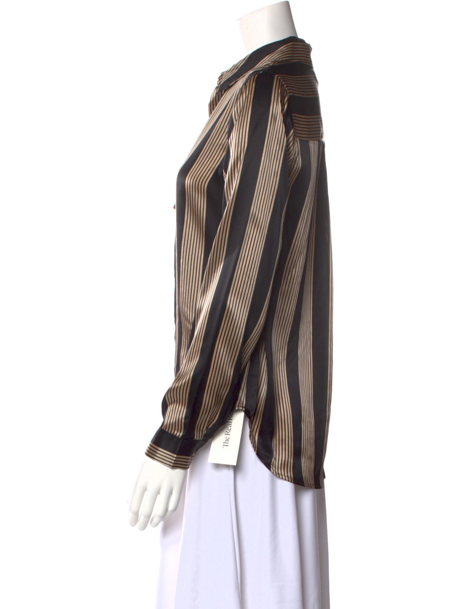 L'Agence Silk Striped Button-Up Top