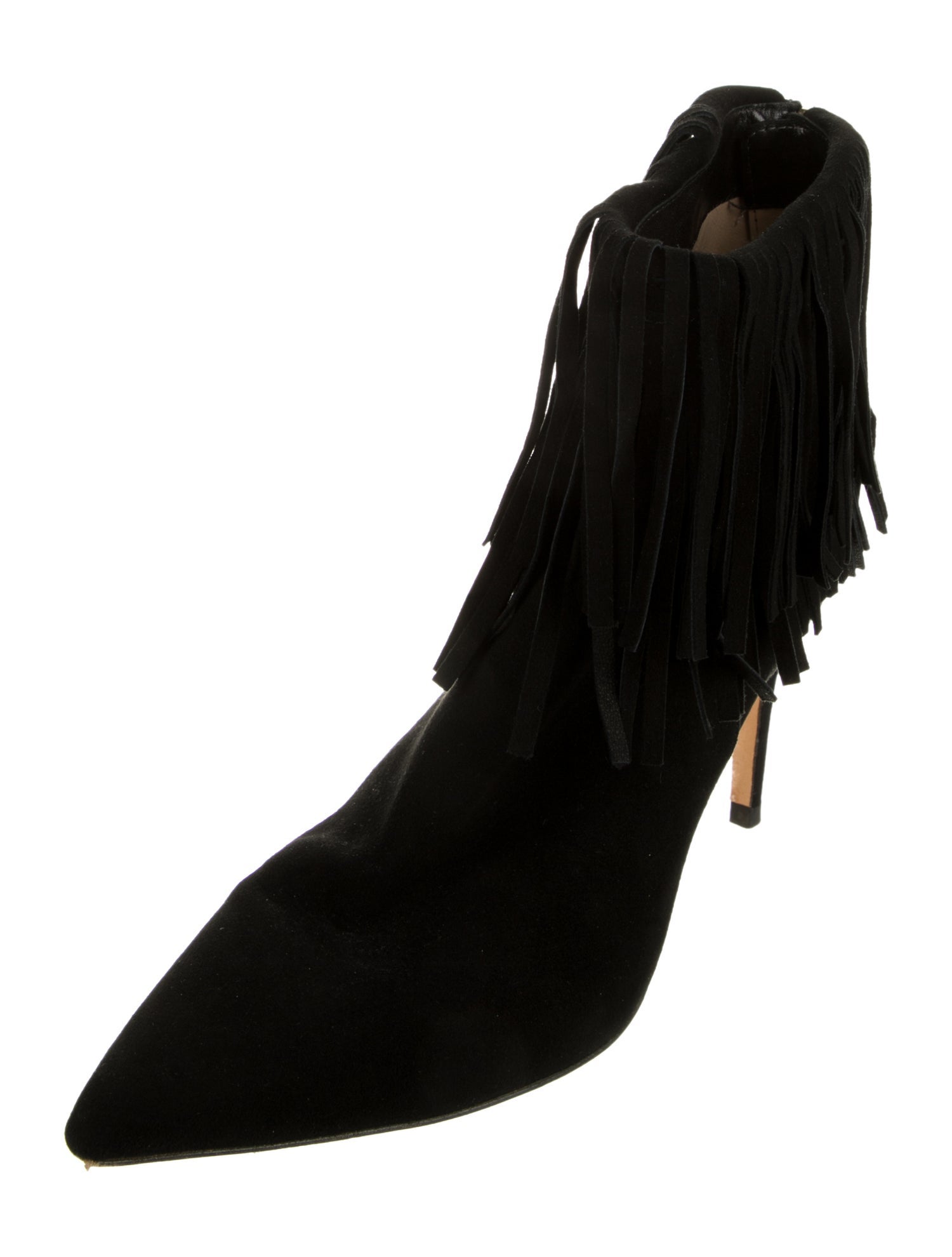 L'Agence Suede Fringe Trim Accent Boots