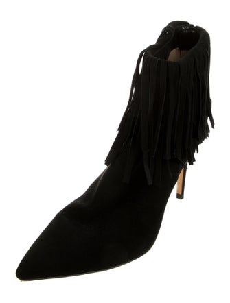 L'Agence Suede Fringe Trim Accent Boots