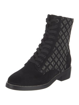 L'Agence Suede Printed Combat Boots