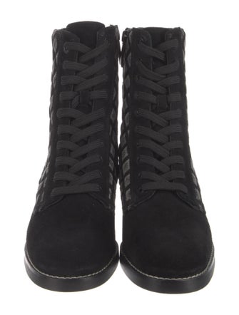 L'Agence Suede Printed Combat Boots
