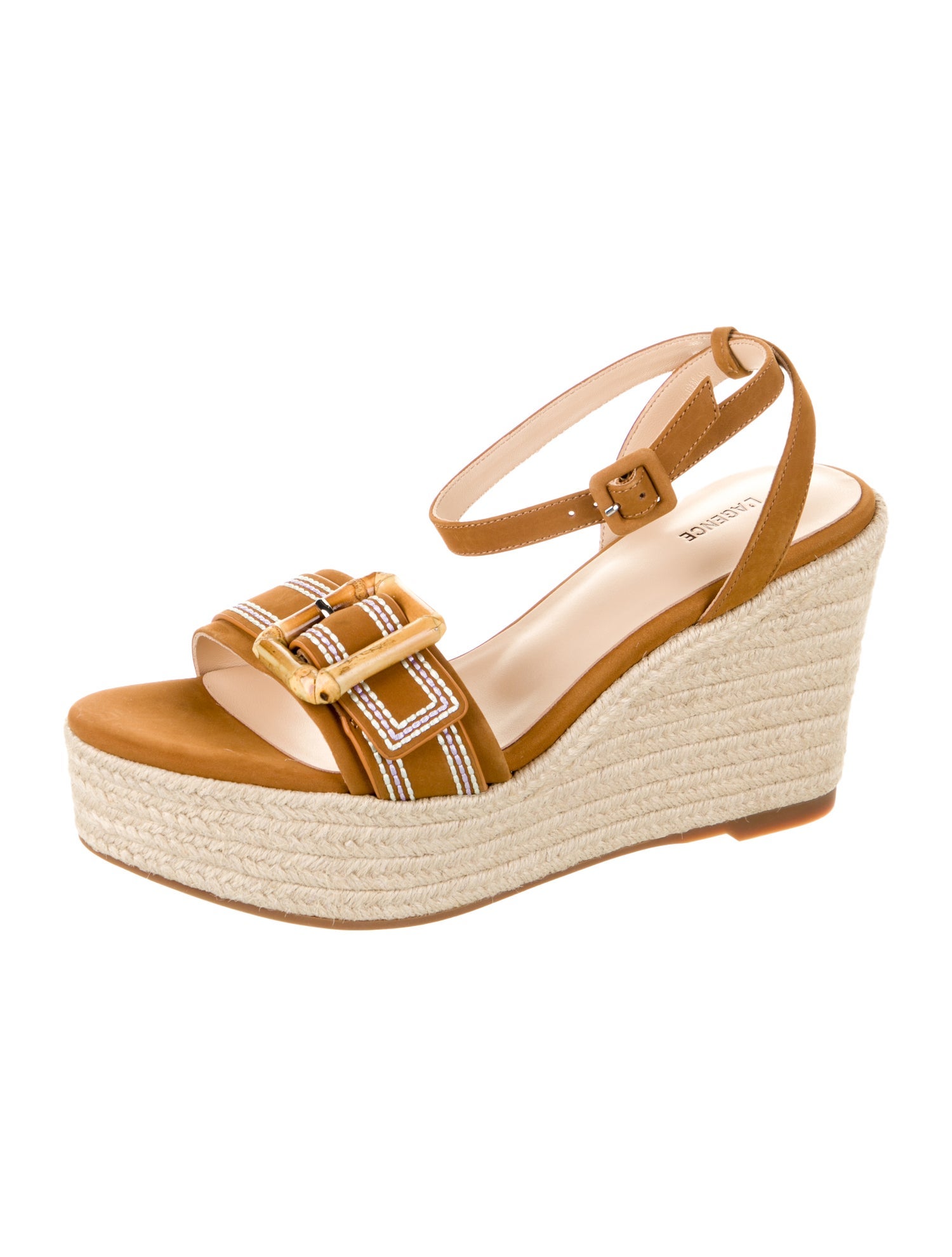 L'Agence Suede Embroidered Accent Espadrilles