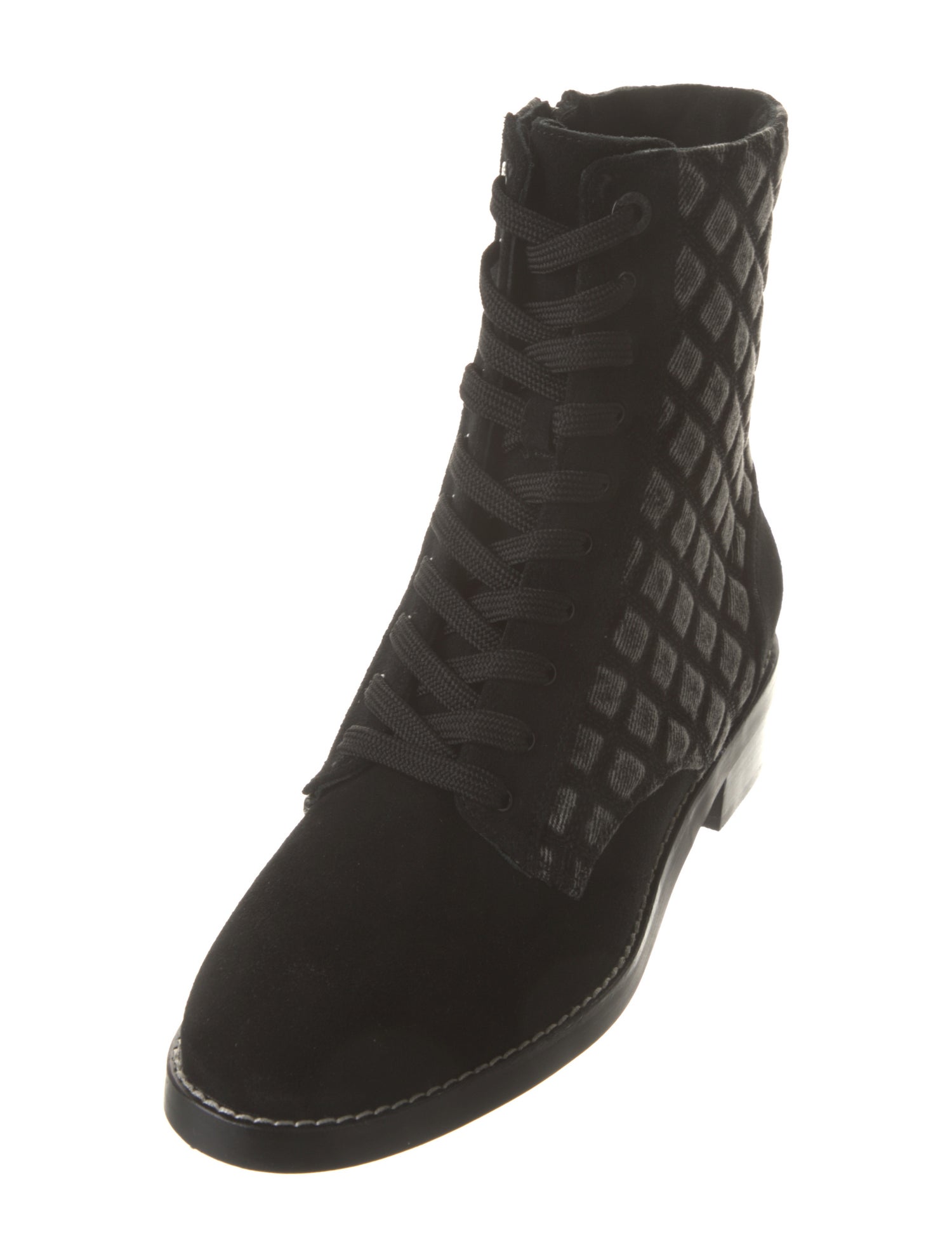 L'Agence Suede Printed Combat Boots