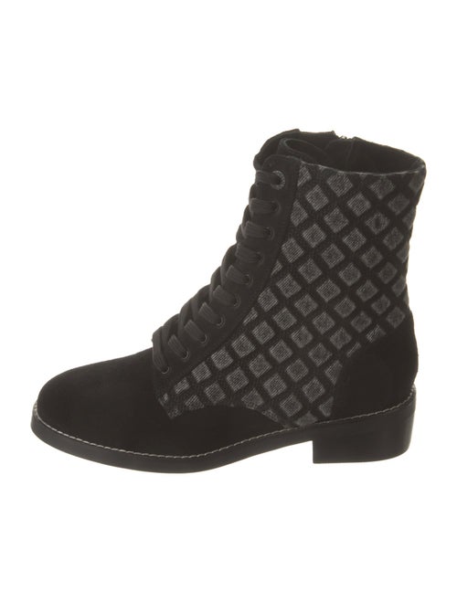 L'Agence Suede Printed Combat Boots