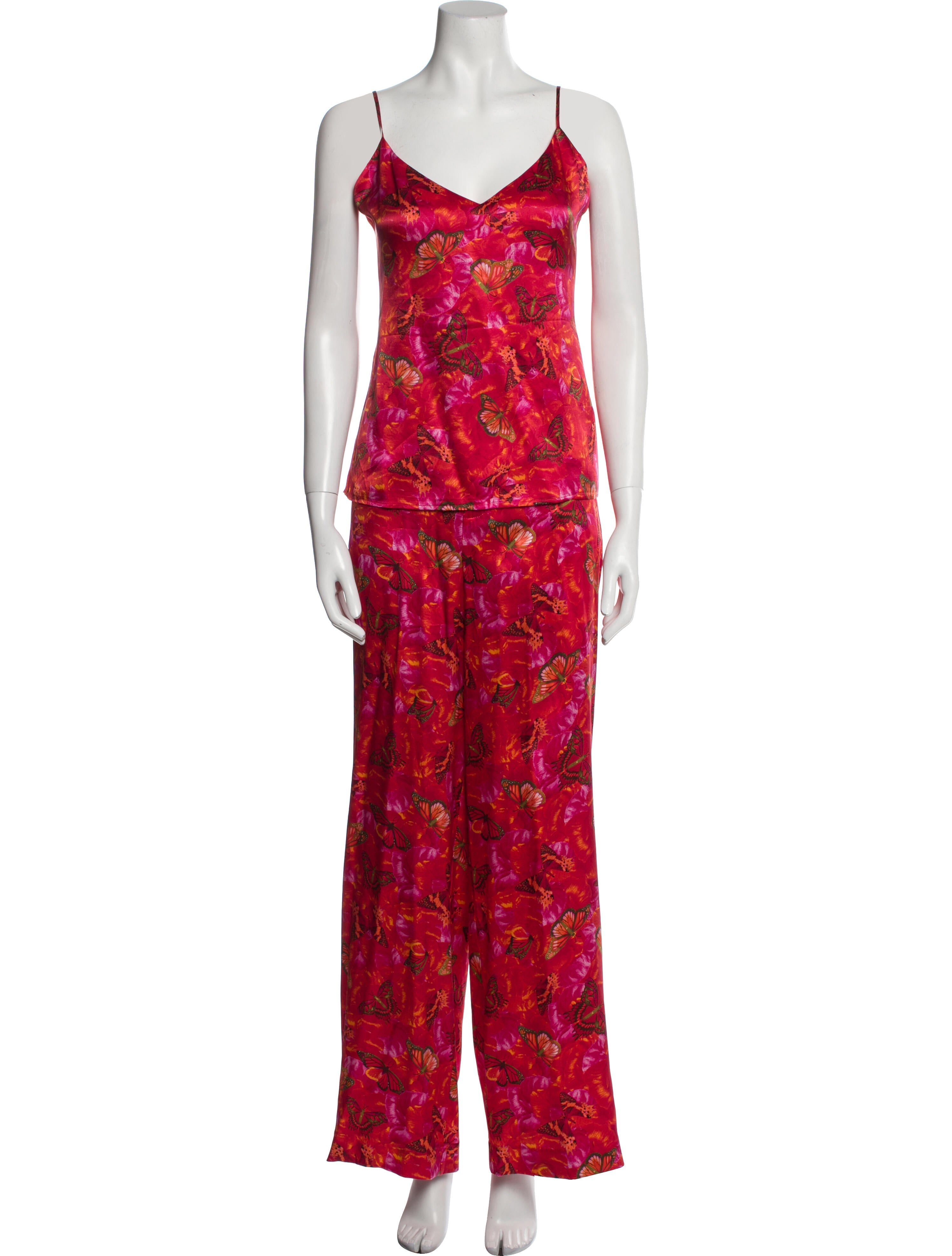 L'Agence Silk Floral Print Pantsuit