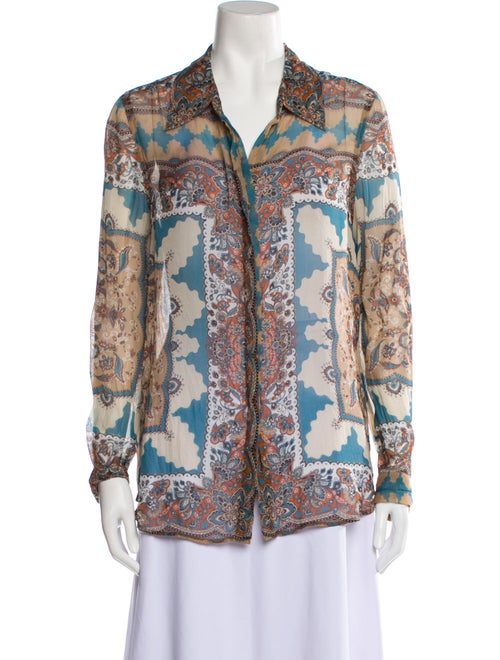 L'Agence Silk Printed Button-Up Top