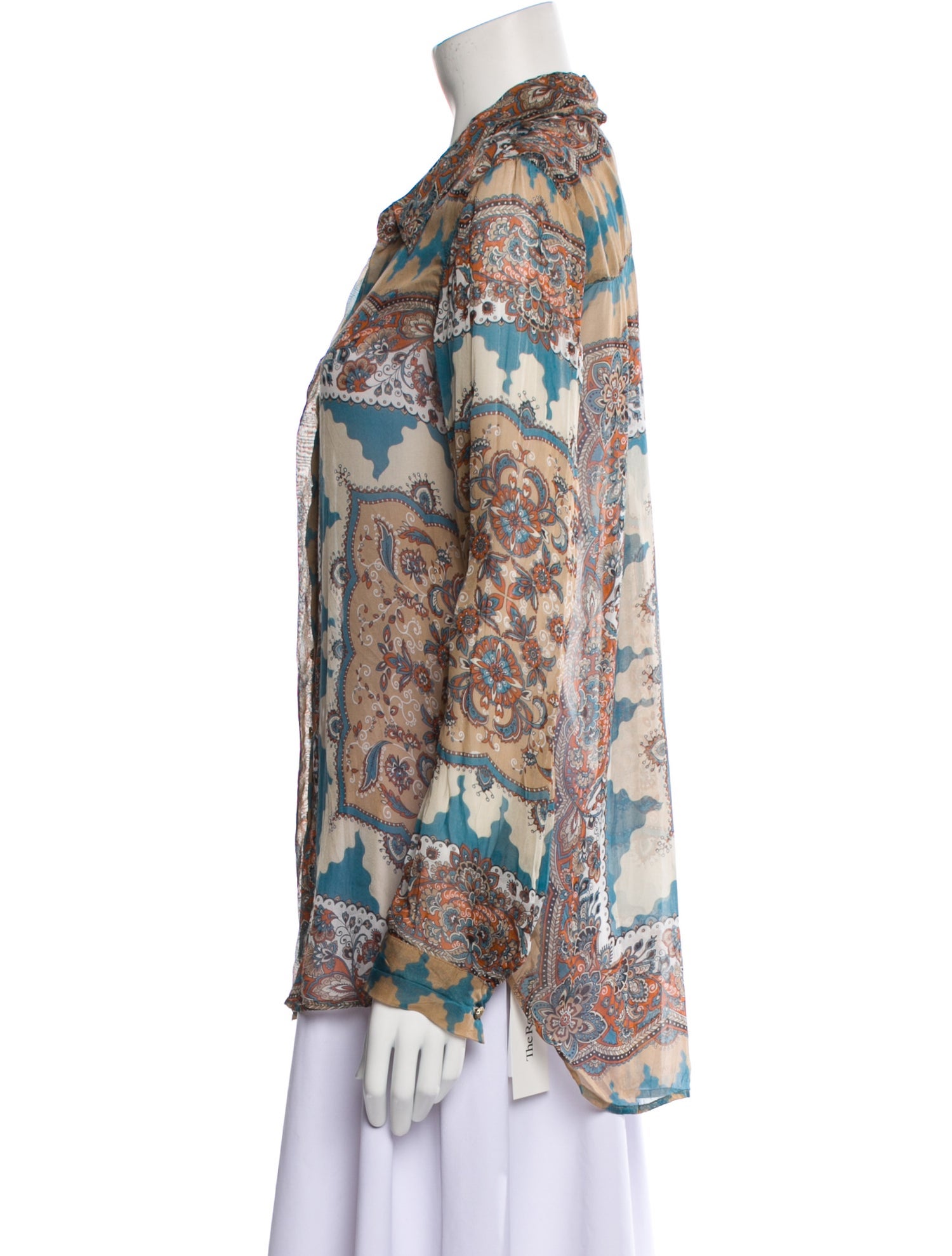 L'Agence Silk Printed Button-Up Top