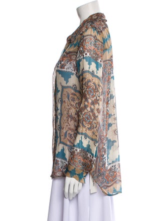 L'Agence Silk Printed Button-Up Top