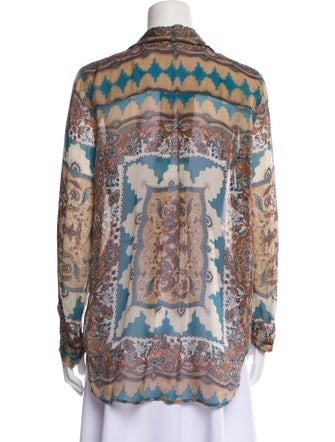 L'Agence Silk Printed Button-Up Top
