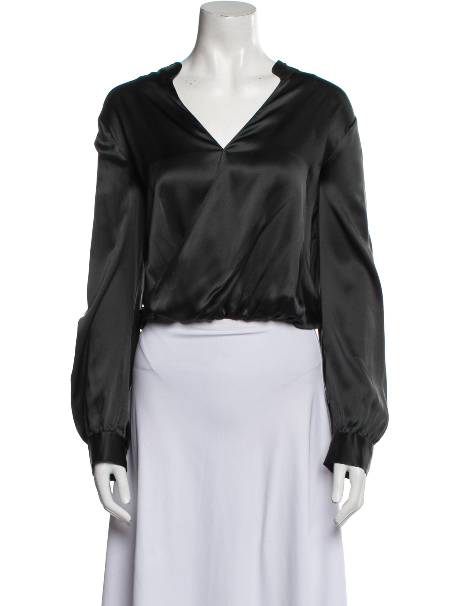 L'Agence Silk V-Neck Crop Top