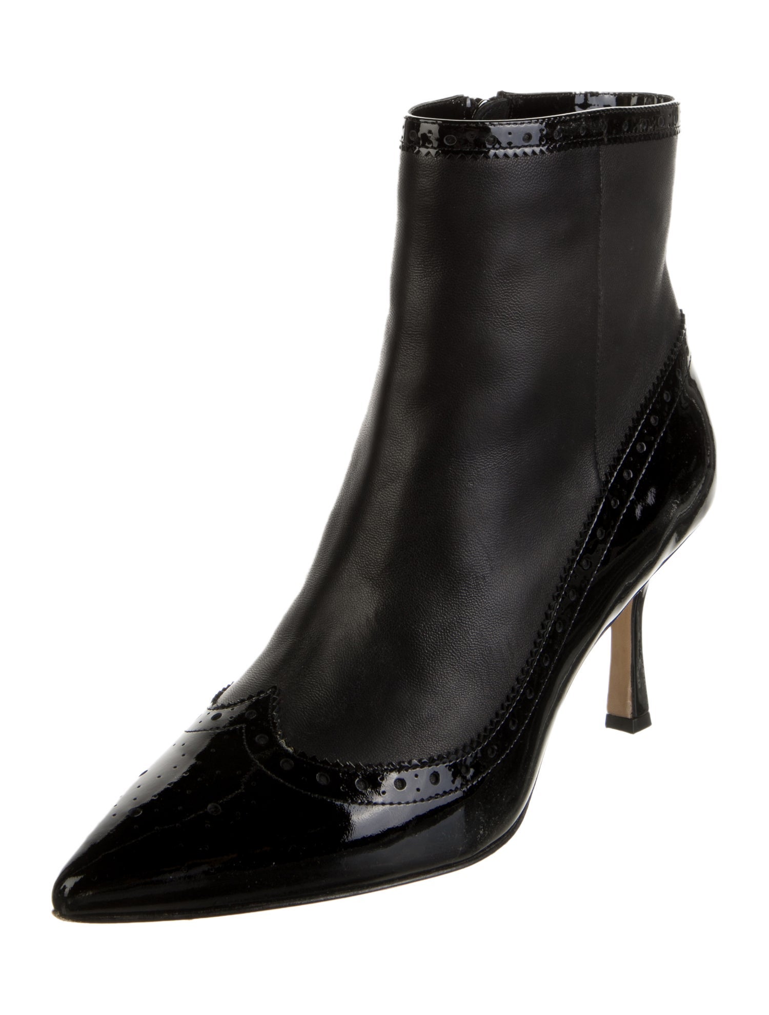 L'Agence Leather Scalloped Accent Boots