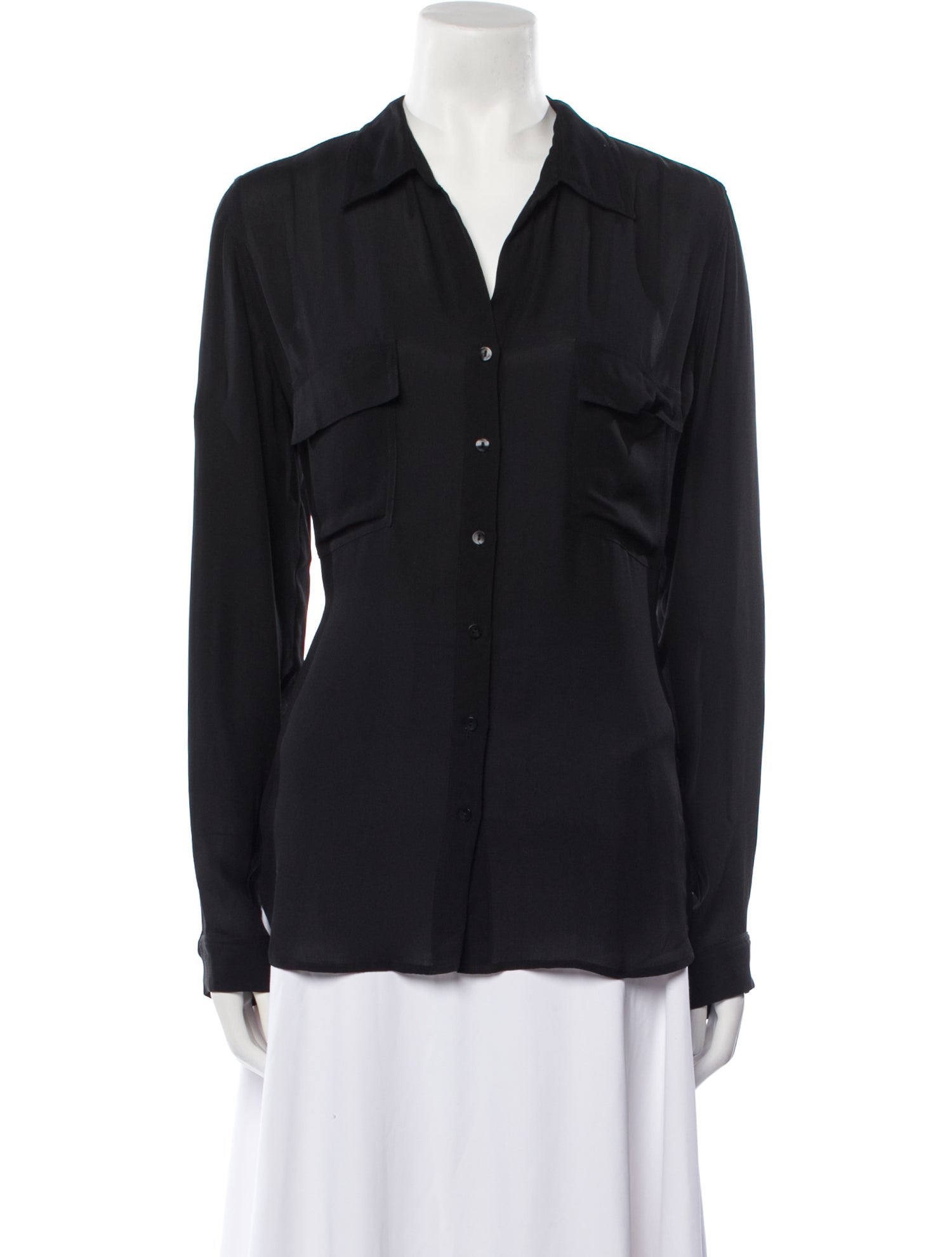 L'Agence Silk Long Sleeve Button-Up Top
