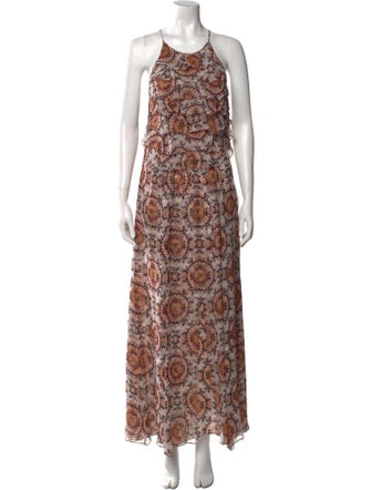 L'Agence Floral Print Long Dress