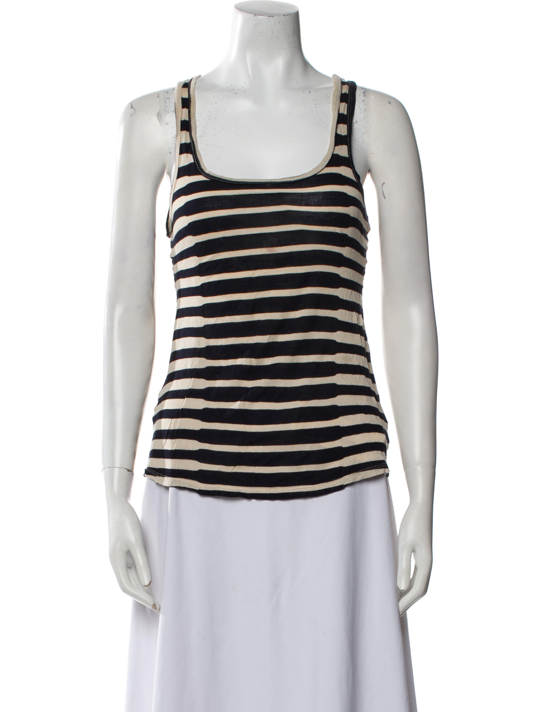 L'Agence Striped Scoop Neck Top