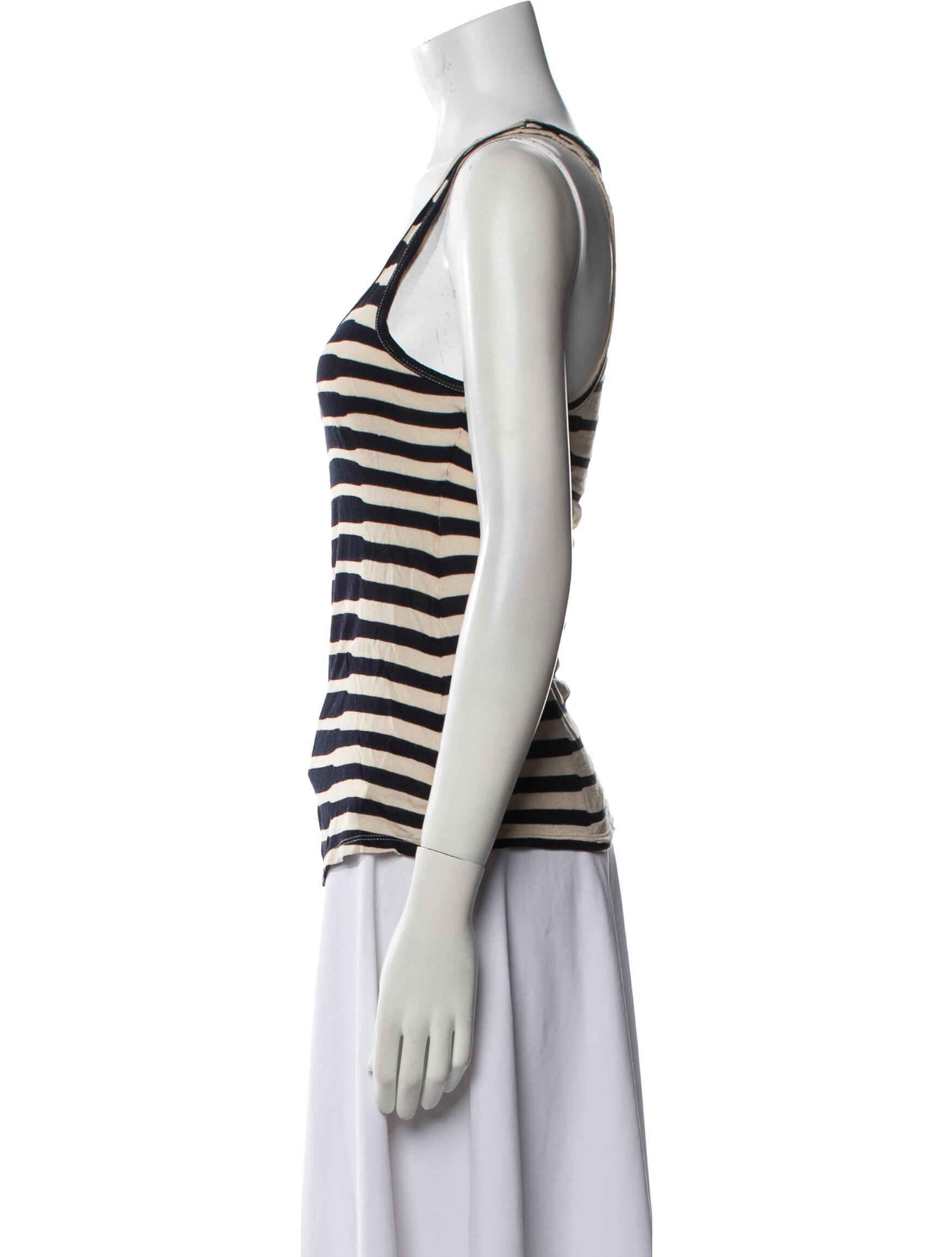 L'Agence Striped Scoop Neck Top