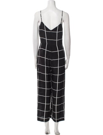 L'Agence Silk Plaid Print Jumpsuit