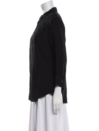 L'Agence Silk Three-Quarter Sleeve Button-Up Top