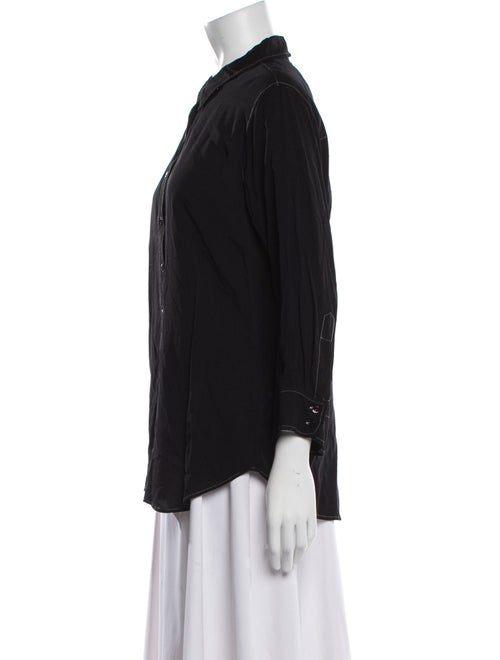 L'Agence Silk Three-Quarter Sleeve Button-Up Top