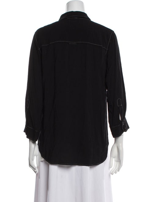 L'Agence Silk Three-Quarter Sleeve Button-Up Top
