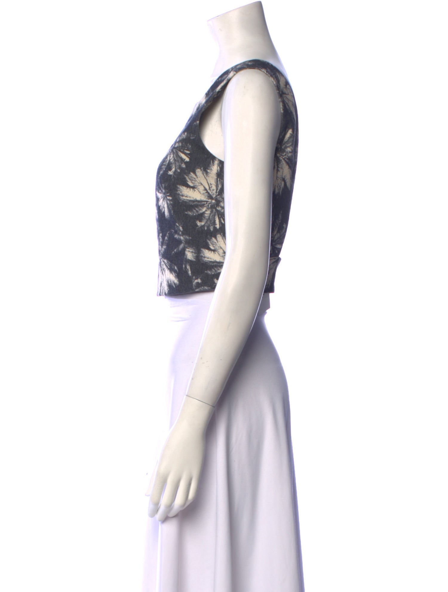 L'Agence Floral Print Square Neckline Crop Top