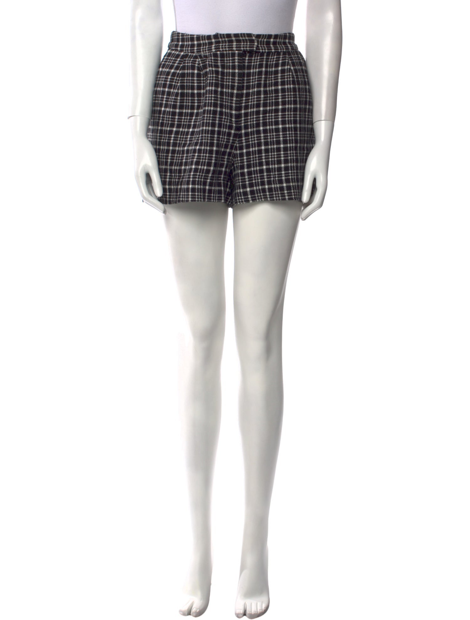 L'Agence Plaid Print Mini Shorts