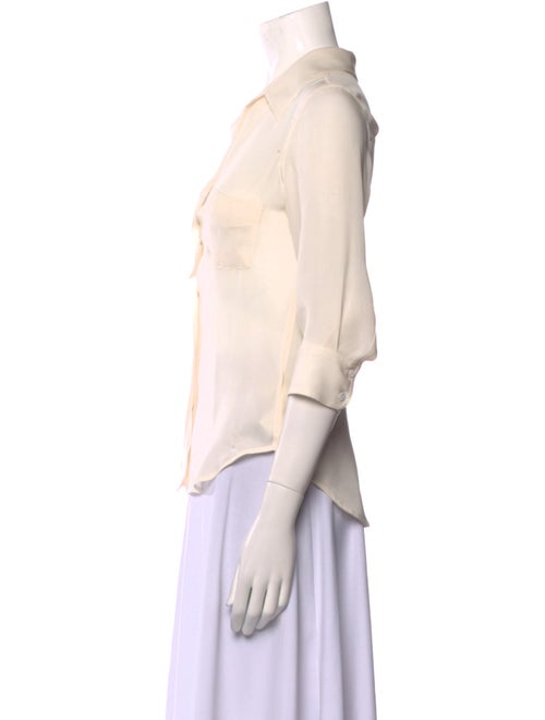 L'Agence Silk Three-Quarter Sleeve Button-Up Top