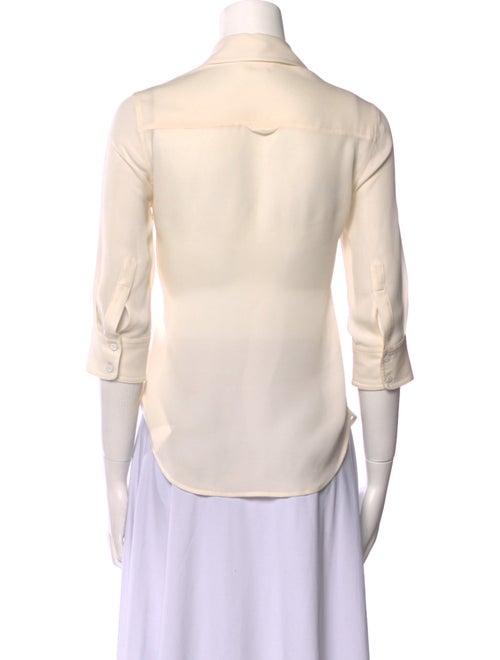 L'Agence Silk Three-Quarter Sleeve Button-Up Top