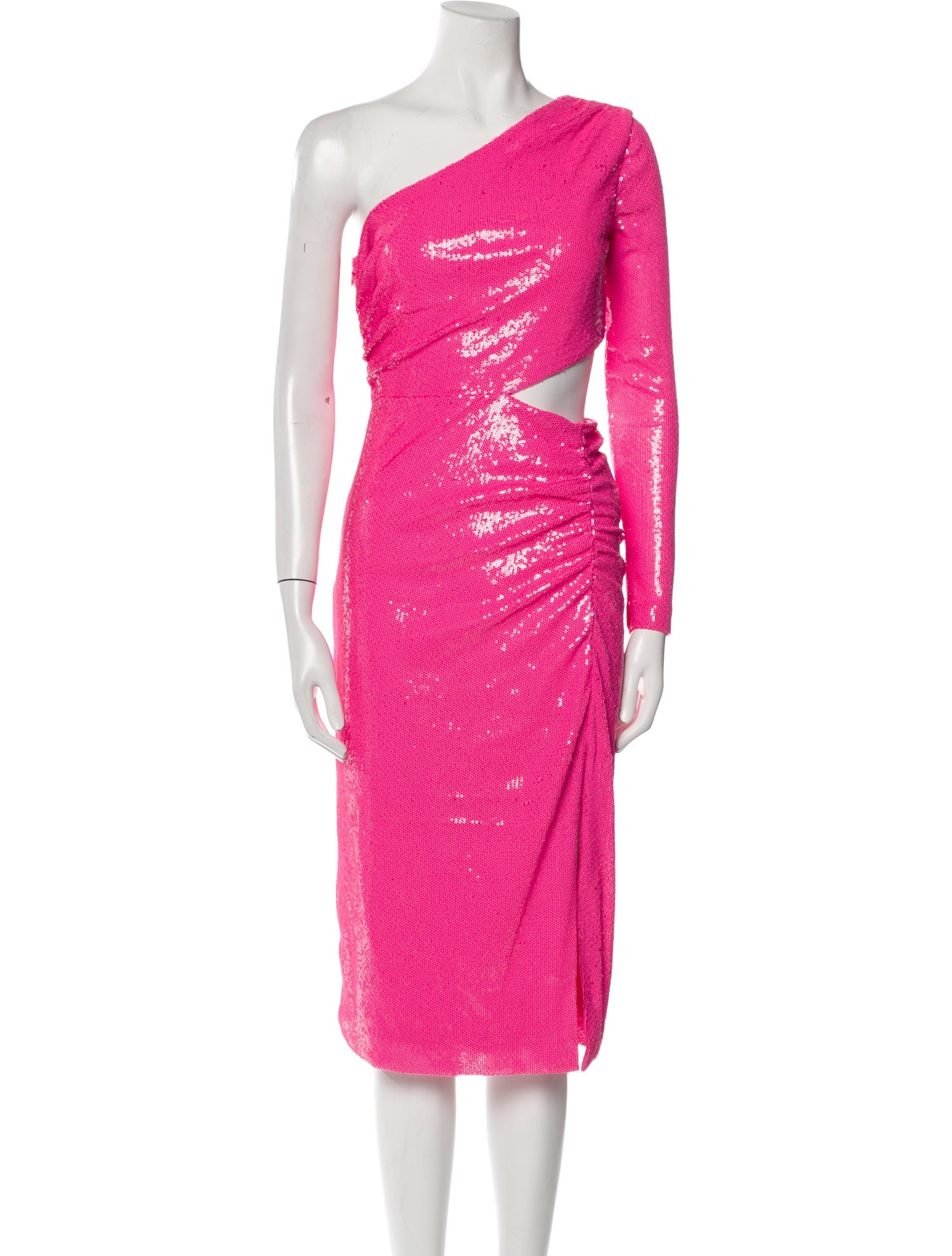 L'Agence One-Shoulder Midi Length Dress