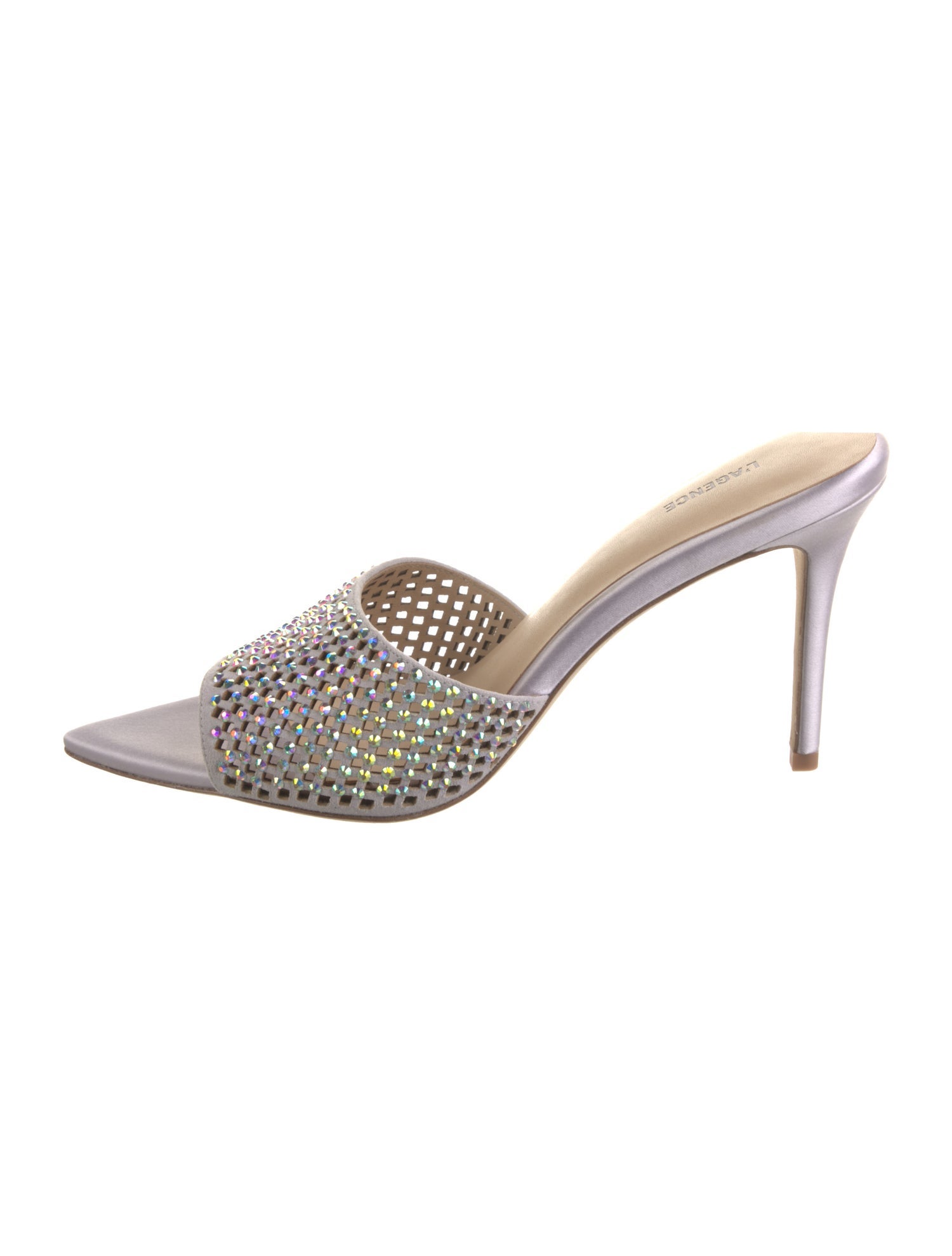 L'Agence Satin Crystal Embellishments Slides