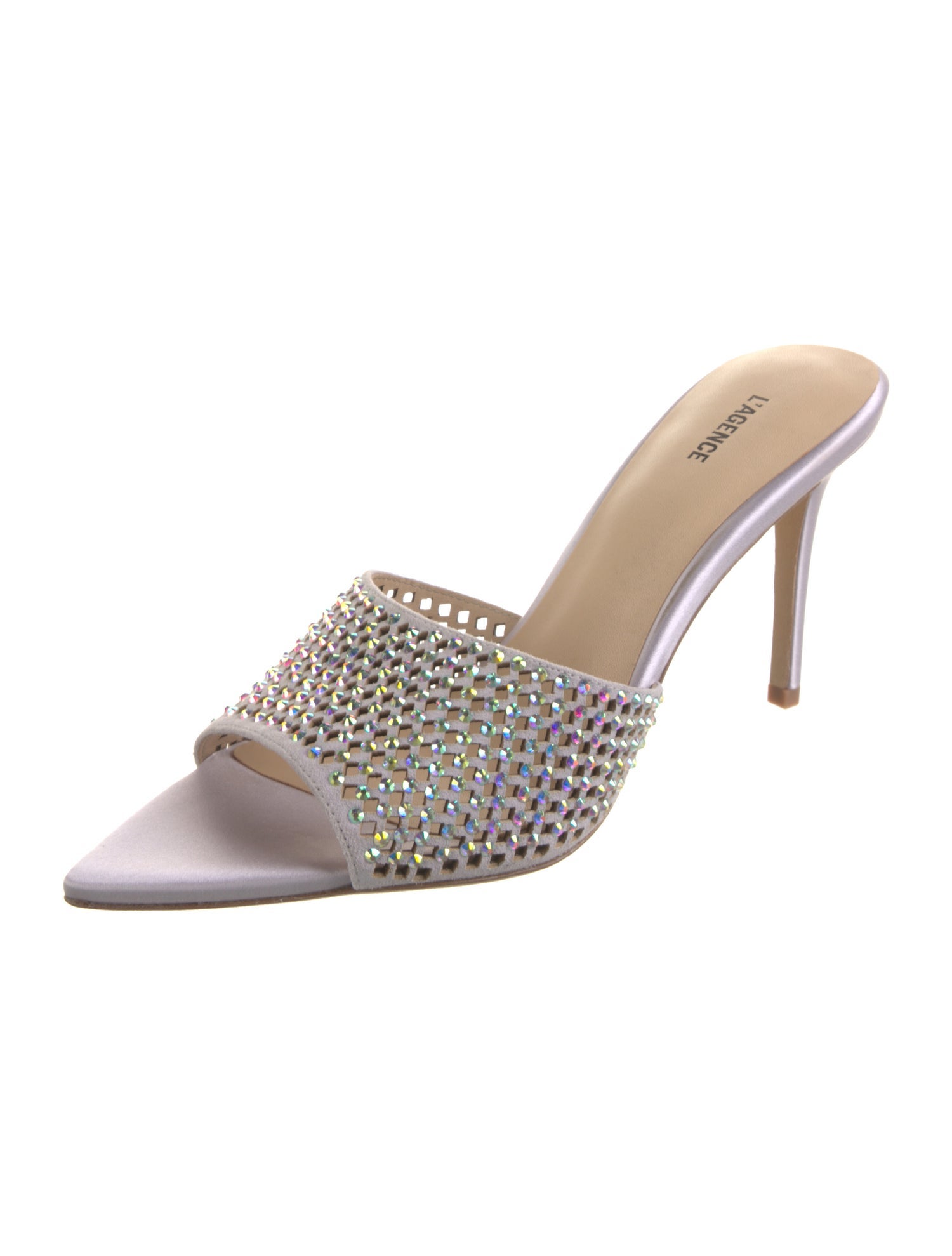 L'Agence Satin Crystal Embellishments Slides