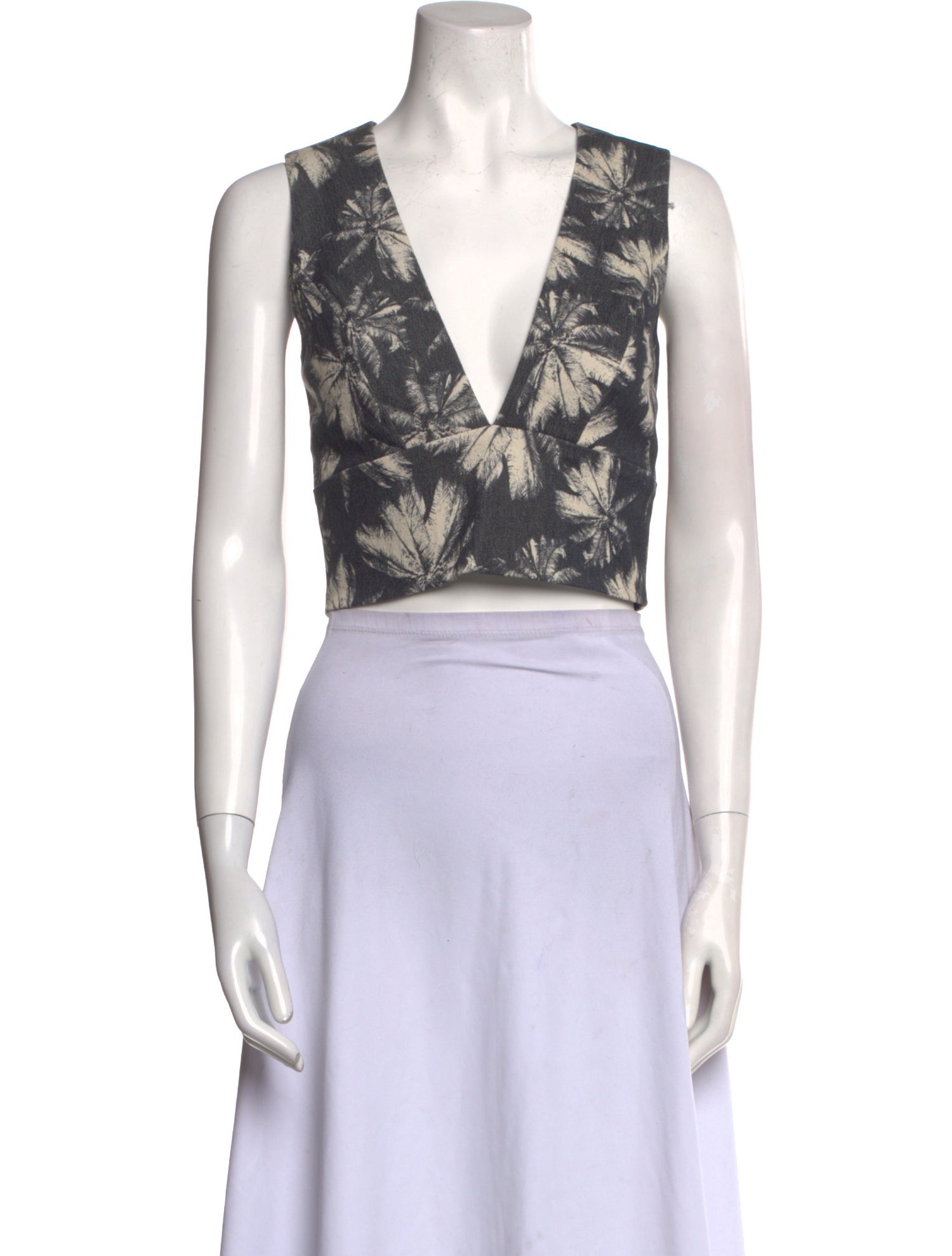 L'Agence V-Neck Sleeveless Crop Top