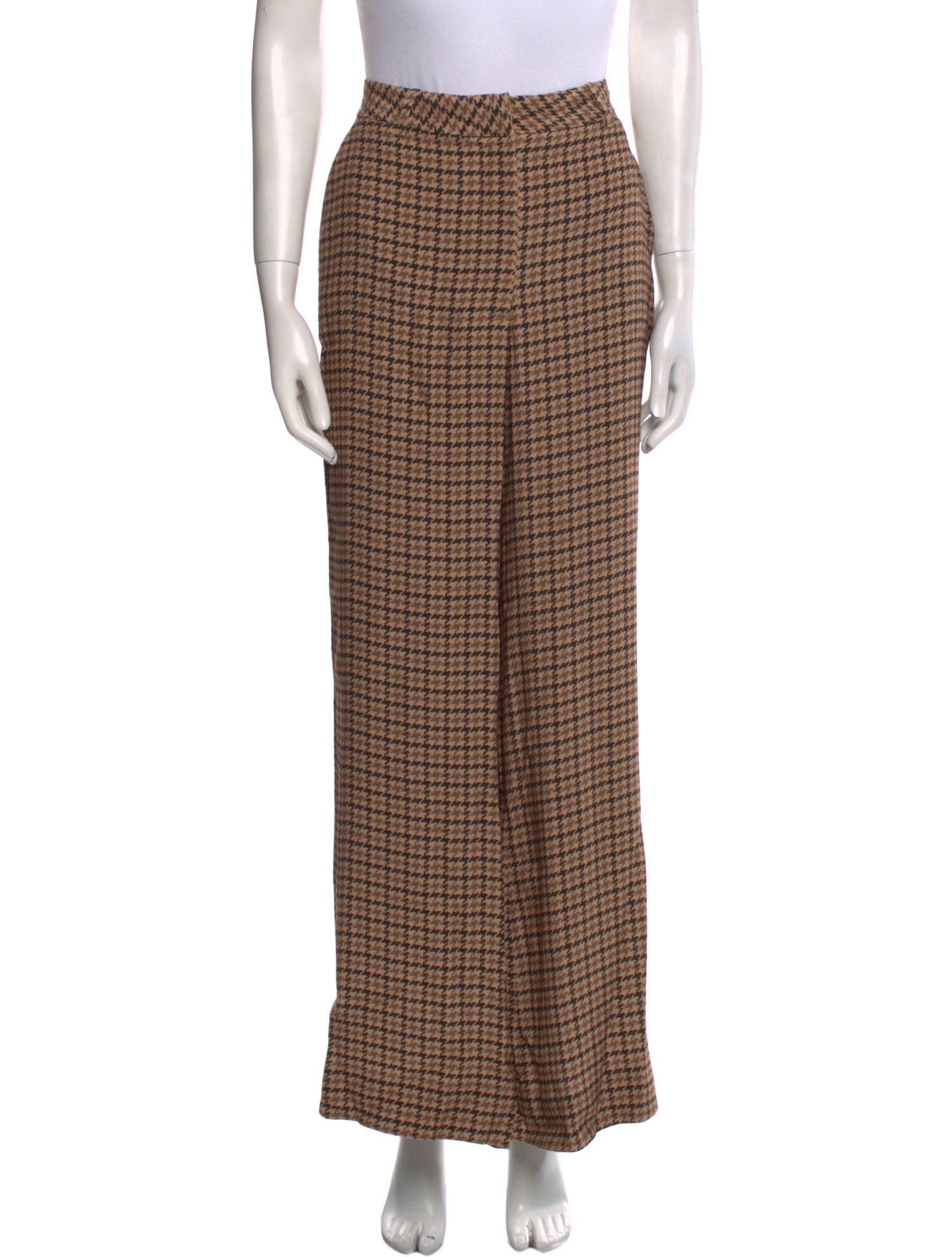 L'Agence Houndstooth Print Wide Leg Pants