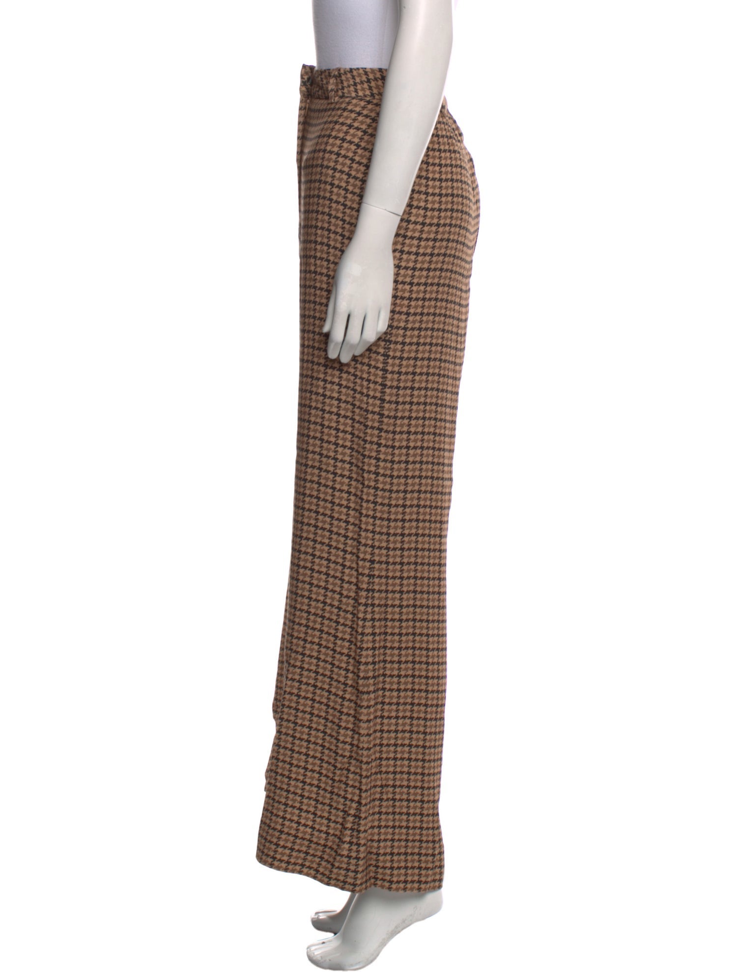 L'Agence Houndstooth Print Wide Leg Pants