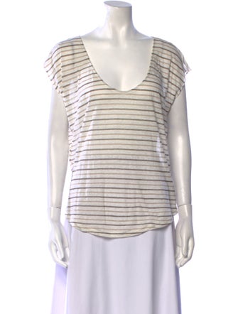 L'Agence Striped V-Neck T-Shirt
