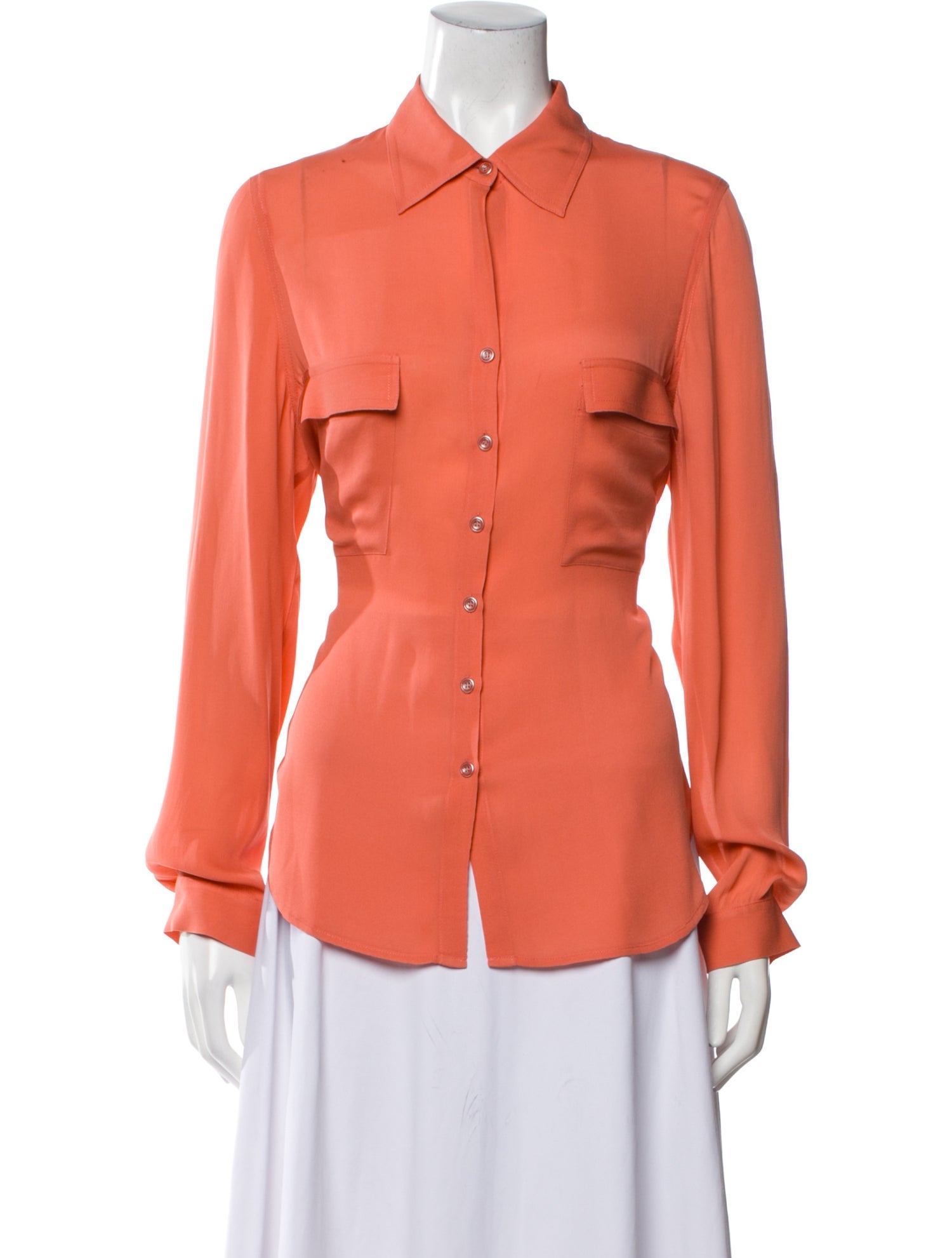 L'Agence Silk Long Sleeve Button-Up Top