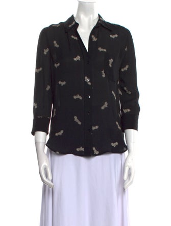 L'Agence Silk Printed Button-Up Top