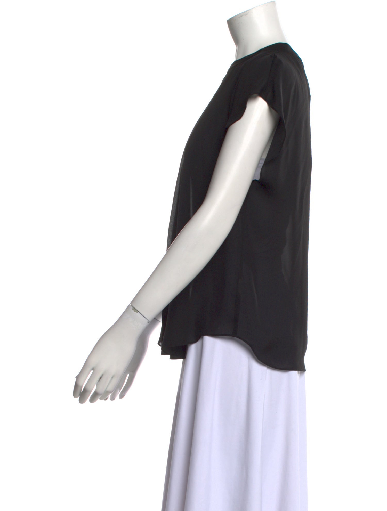 L'Agence Silk Crew Neck Blouse