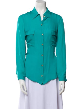 L'Agence Silk Long Sleeve Button-Up Top