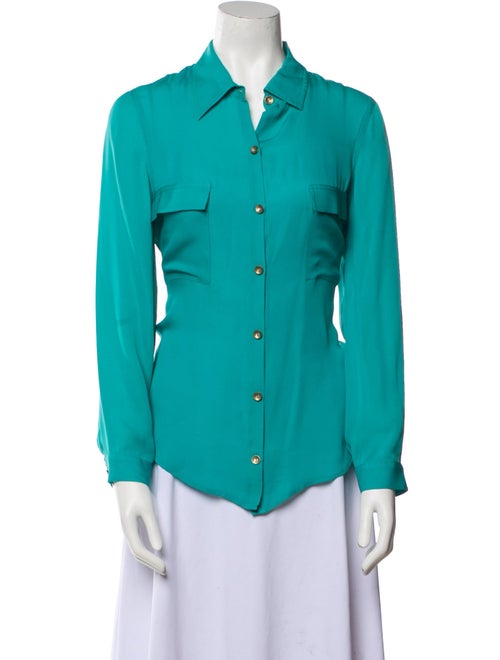 L'Agence Silk Long Sleeve Button-Up Top