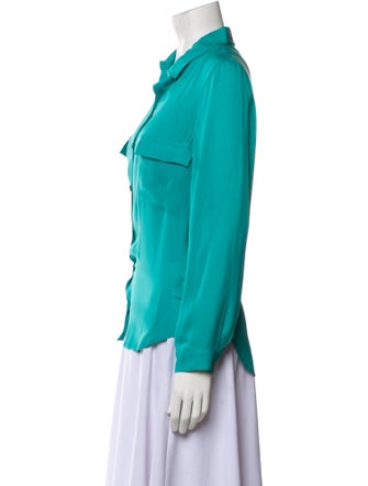 L'Agence Silk Long Sleeve Button-Up Top