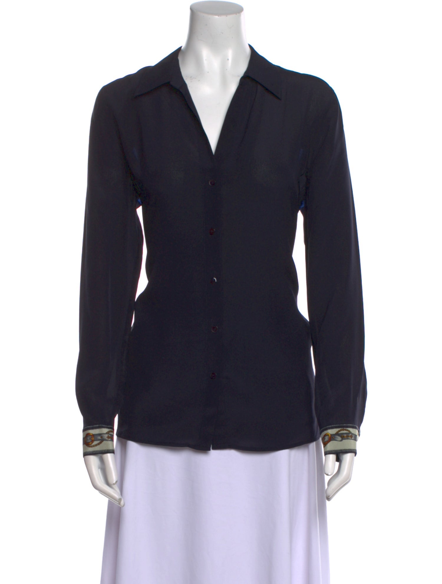 L'Agence Silk Long Sleeve Button-Up Top