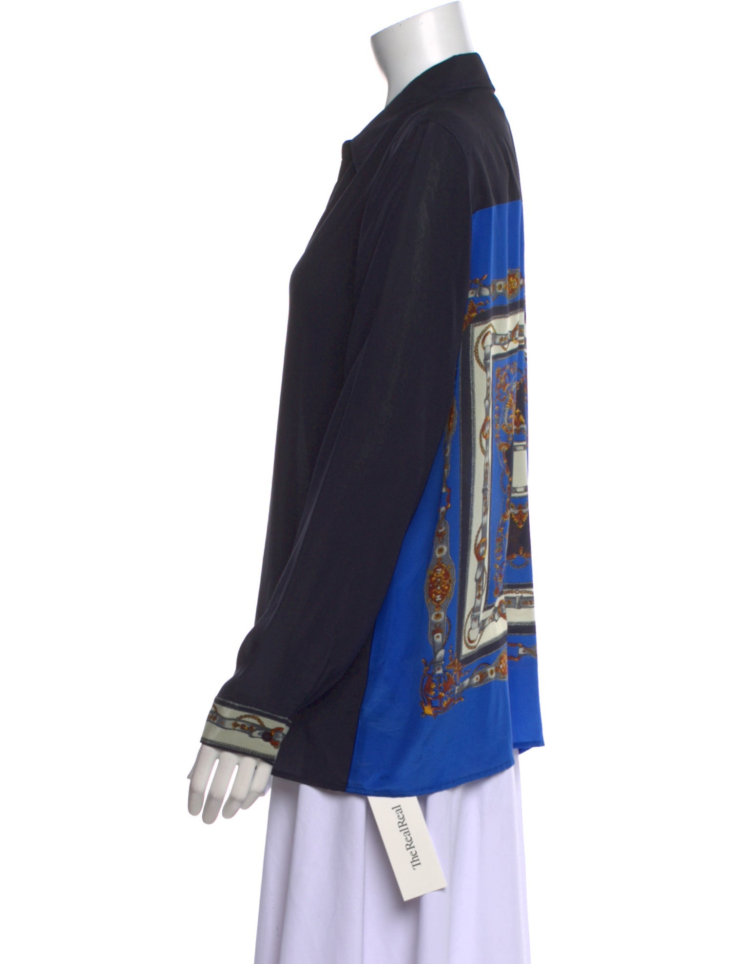 L'Agence Silk Long Sleeve Button-Up Top