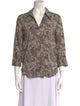 L'Agence Floral Print Three-Quarter Sleeve Button-Up Top